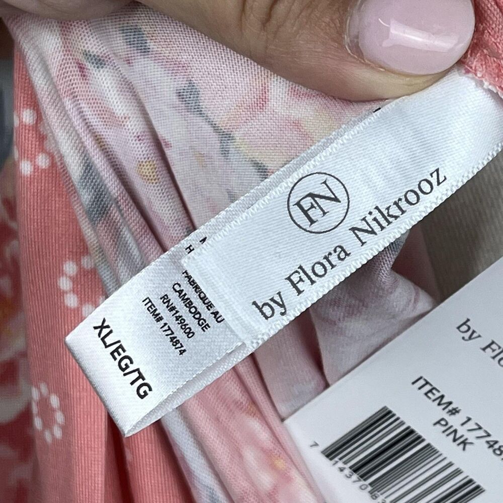 Flora Nikrooz Robe Womens XL Pink Floral Belted Long Sleeve Sleepwear Lounge - Picture 4 of 10